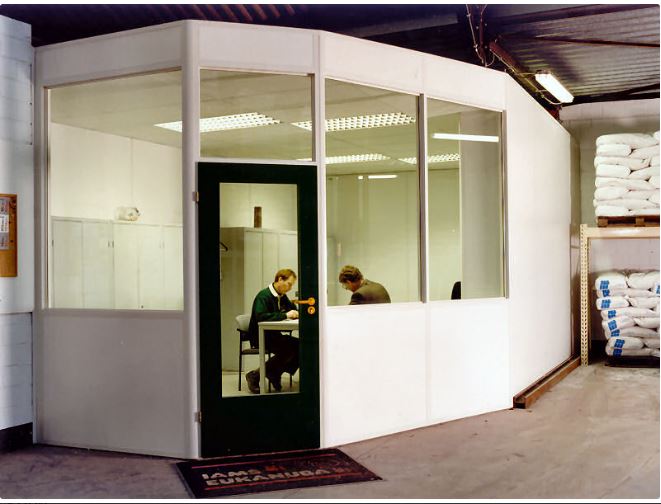 Semi glazed office in a workshop